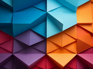 Wall Mural - Vibrant paper displays abstract geometric designs