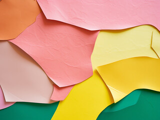 Poster - Colorful collage of green, yellow, and pink hues on cardboard