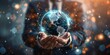 © AIRealms - Global businessman with digital network globe - business development strategy for creative solutions and teamwork ideas