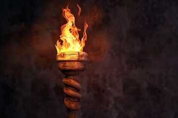 Wall Mural - Painting of a wooden torch fire.