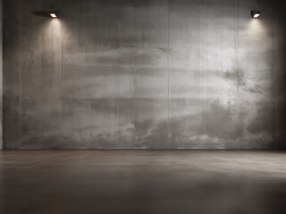 Wall Mural - Room with cement floor offers ample space for text or image against a concrete wall