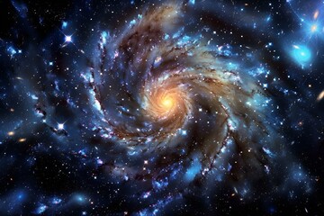 Wall Mural - spiral galaxy in outer space with a star filled background this is a computer generated image