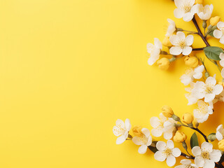 Wall Mural - Embrace springs essence with a top view banner of yellow blossoms