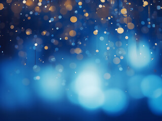 Wall Mural - Blue bokeh light creates a blurred, abstract background