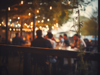 Wall Mural - Restaurant scene blurs with muted vintage bokeh