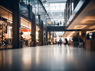 Wall Mural - Defocused background highlights the shopping mall ambiance