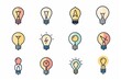 © artemstepanov - Light bulb flat icon set, light bulb icons collection, simple minimal logos isolated on white