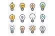 © artemstepanov - Light bulb flat icon set, light bulb icons collection, simple minimal logos isolated on white