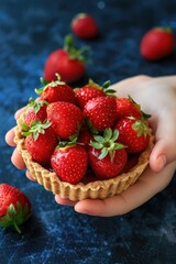 Wall Mural - close-up of cakes with strawberries. Selective focus