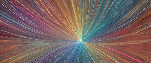 Wall Mural - Abstract background featuring a radial burst of colorful lines spanning from blue to red, creating a dynamic sense of explosive energy and movement.