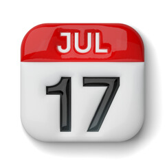 Calendar icon with red July 17, alpha channel PNG.
