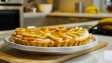 Wall Mural - A banana cream pie on a plate.