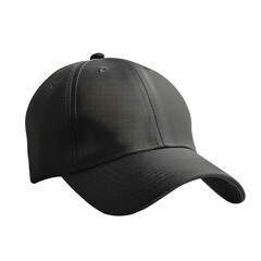 Wall Mural - Black Baseball Cap isolated on transparent background, cut out, PNG.