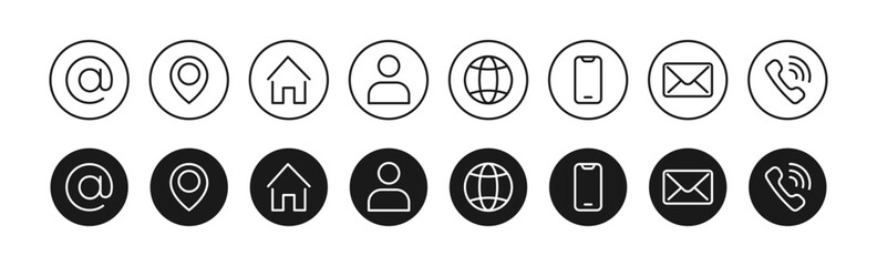 contact us icon set. business web icons. vector