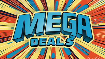 Wall Mural - mega deal advert, pop art style, colourful, bright, retail, shopping sale concept