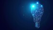 © artpray - Abstract geometric virtual light bulb glowing blue background. Generated AI