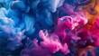 © AminaDesign - Paint Ink drop in water, Motion color explosion smoke, Blue pink color fluid splash vapor cloud on glitter dust texture black abstract art background. High quality photo
