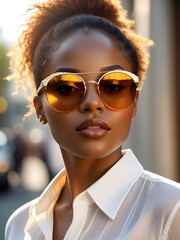 Wall Mural - beautiful young african buisness woman wearing sunglasses