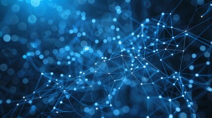 Abstract digital network background with blue dots and lines - futuristic technology concept
