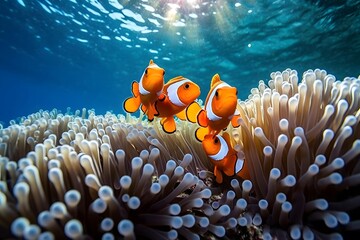 Wall Mural - Clown anemonefish (Amphiprion ocellaris) in the Red Sea