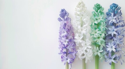 Wall Mural - Elegant Hyacinth Flowers in Purple, Blue, and White Hues