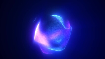 blue purple energy magic sphere round high-tech digital ball core of light rays waves lines and ener
