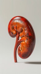 Wall Mural - 3d illustration of healthy kidney in plain background.