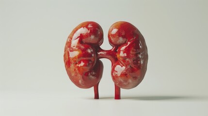 Wall Mural - 3d illustration of healthy kidney in plain background.