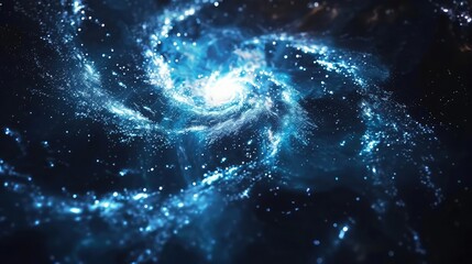 Wall Mural - spiral galaxy in the dark with stars and blues realistic