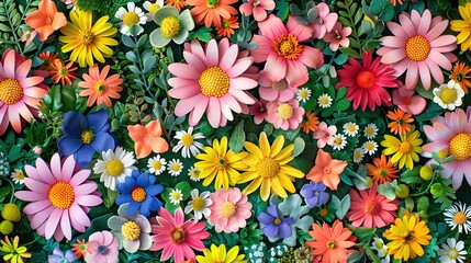 Sticker - flowers and foliage colorful pattern spring summer background