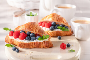 Wall Mural - Homemade and healthy french croissant in spring morning.