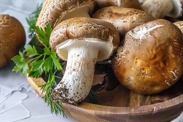 Wall Mural - Fresh porcini mushrooms, known for their distinct flavor and robustness
