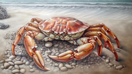 Crab on wildlife. sand crab. 2d illustration. Crab. Crab on beach.