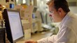 © Justlight - An engineer analyzing data on a computer screen as machines hum in the background.
