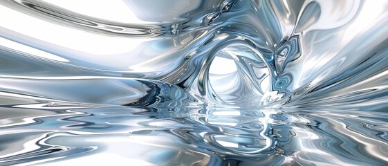 Wall Mural - fluid mental, water, white, silver, mirror, infinity, futurism, science fiction, background, extreme