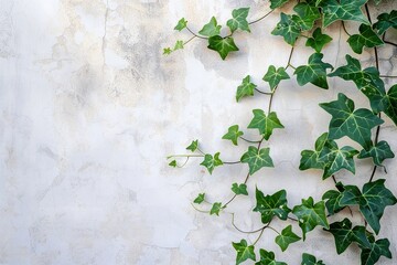 Wall Mural - Minimalist design of ivy leaves climbing a wall