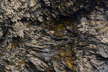 Hálsanefshellir Cave on the black beach of reynisfjara in iceland