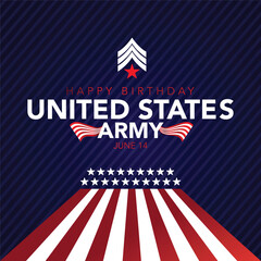 U.S. Army Birthday June 14. Military background. Design with patriotic stars. Poster, card, banner, background design. EPS 10.