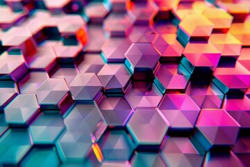 Wall Mural - Colorful tech hexagons