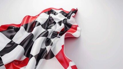 Wall Mural - Checkered flag wave flying on white, blank space design, sport race championship success background