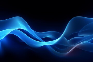 Flowing abstract blue light waves