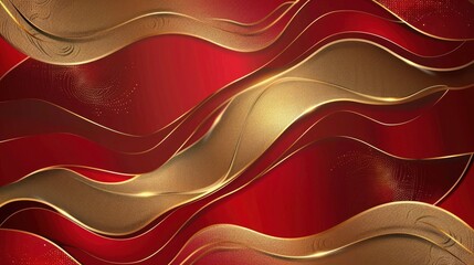 Wall Mural - abstract luxury red gold background. modern golden line wave design template