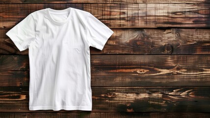 White blank t-shirt on wooden background