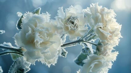 Wall Mural - an arrangement of frost flowers resembling a frozen bouquet with their delicate petals and leaves sh