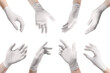 © New Africa - Woman wearing medical glove on white background, closeup. Collage of photos