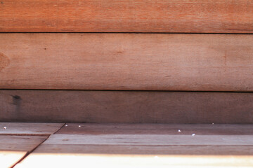 Brown wooden plank. Empty table on bright brown wall background. Grunge surface rustic surface.  natural pattern texture.