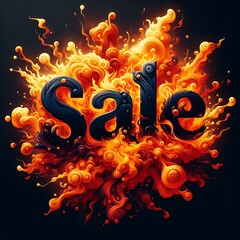 Wall Mural - A fiery “SALE” sign, symbolizing a hot deal. Ai generative 