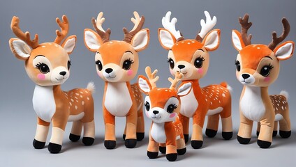 Wall Mural - set of deer plush dolls stuffed toy from Generative AI