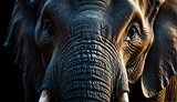Fototapeta  - elephant close up portrait on plain black background from Generative AI