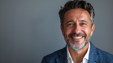 Wall Mural - face and smile of a lawyer and businessman in a studio, isolated on a white background 